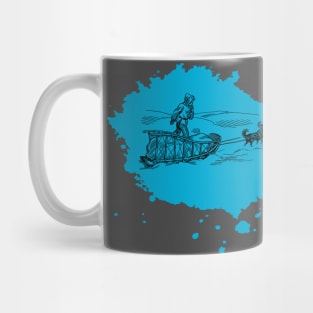 Husky Dog Sled Arctic Blue Splash Mug